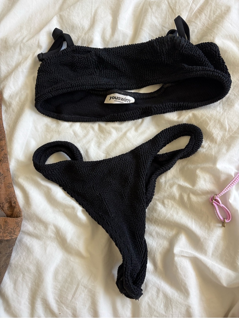 Youswim Black Textured Bandeau Bikini Set